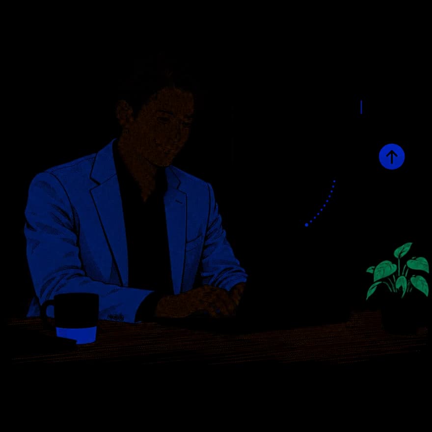 ノートパソコンで依頼を入力している人のイラスト