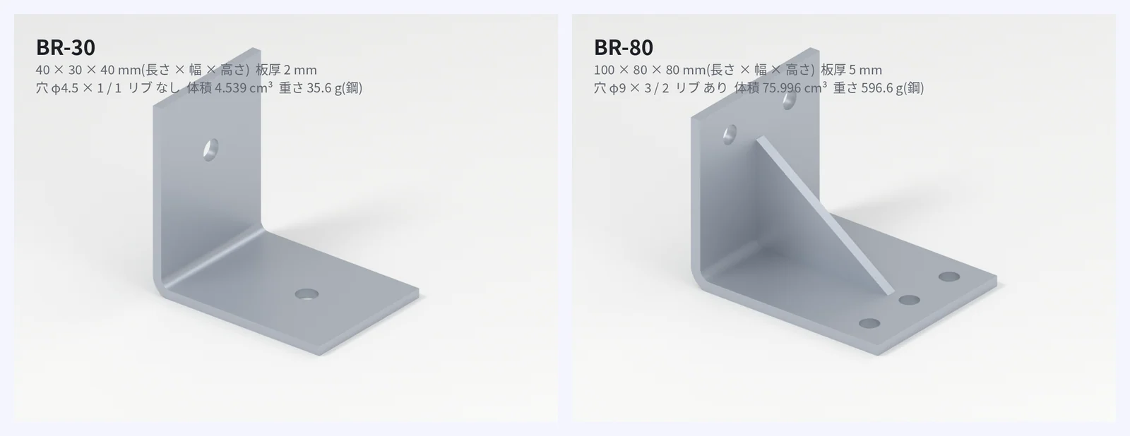 いちばん小さい型 BR-30 と、いちばん大きい型 BR-80 の絵
